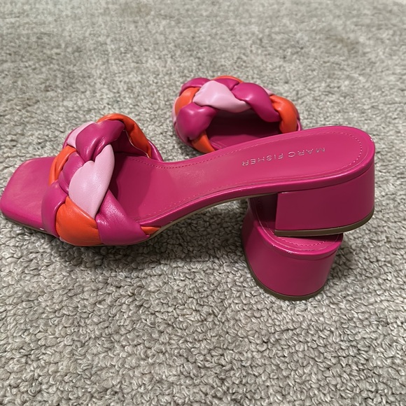 Marc Fisher Magenta/Pink/Orange Braided Strap Kitten Heels Size 8.5 - Picture 3 of 4